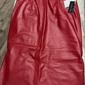 Preston & York Vibrant Red Leather Pencil Skirt